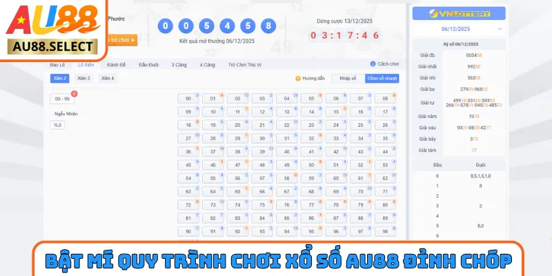 Bật mí quy trình chơi xổ số AU88 đỉnh chóp