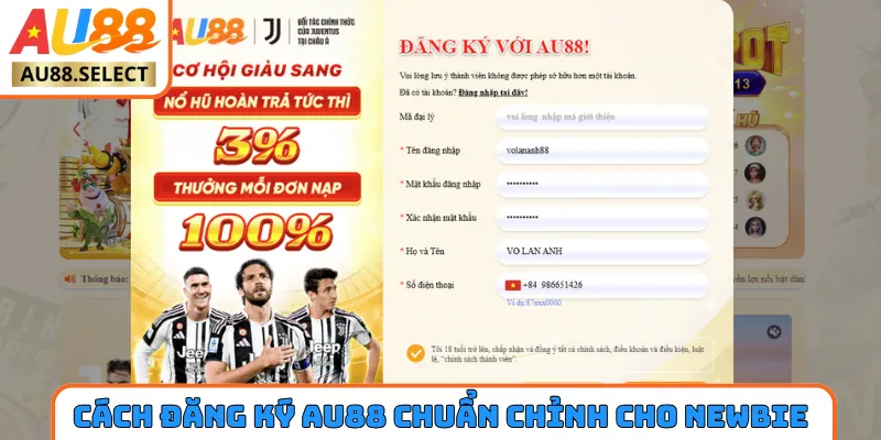 Cách đăng ký AU88 chuẩn chỉnh cho newbie